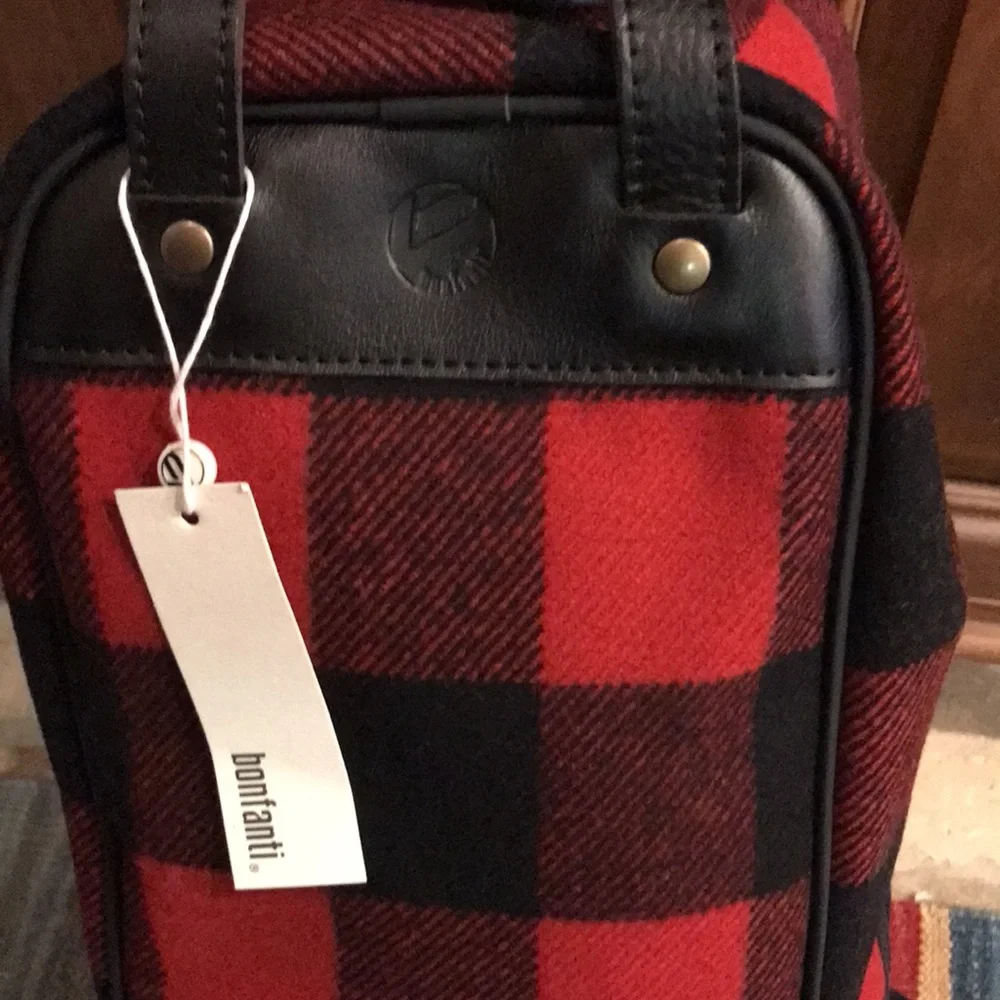 Bonfanti Borse Buffalo Plaid Wool Boot Bag